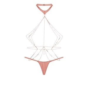 Victoria's Secret Very Sexy Starstruck Body Chain Playsuit Nude/Rose Gold